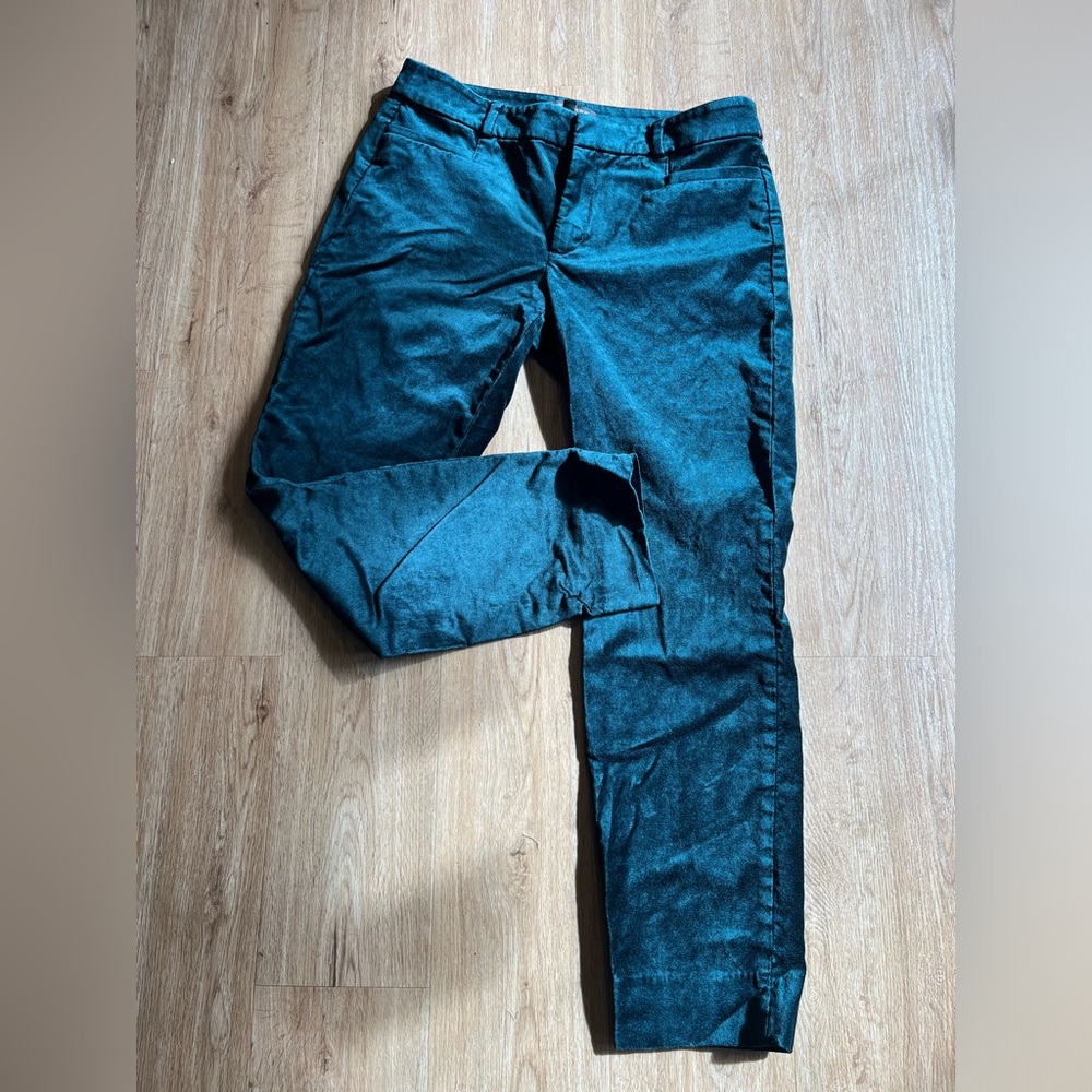 Banana Republic Emerald Green Velvet Straight-Leg Pants